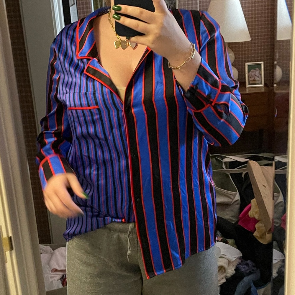 Alice and Olivia Stripe Silk Top